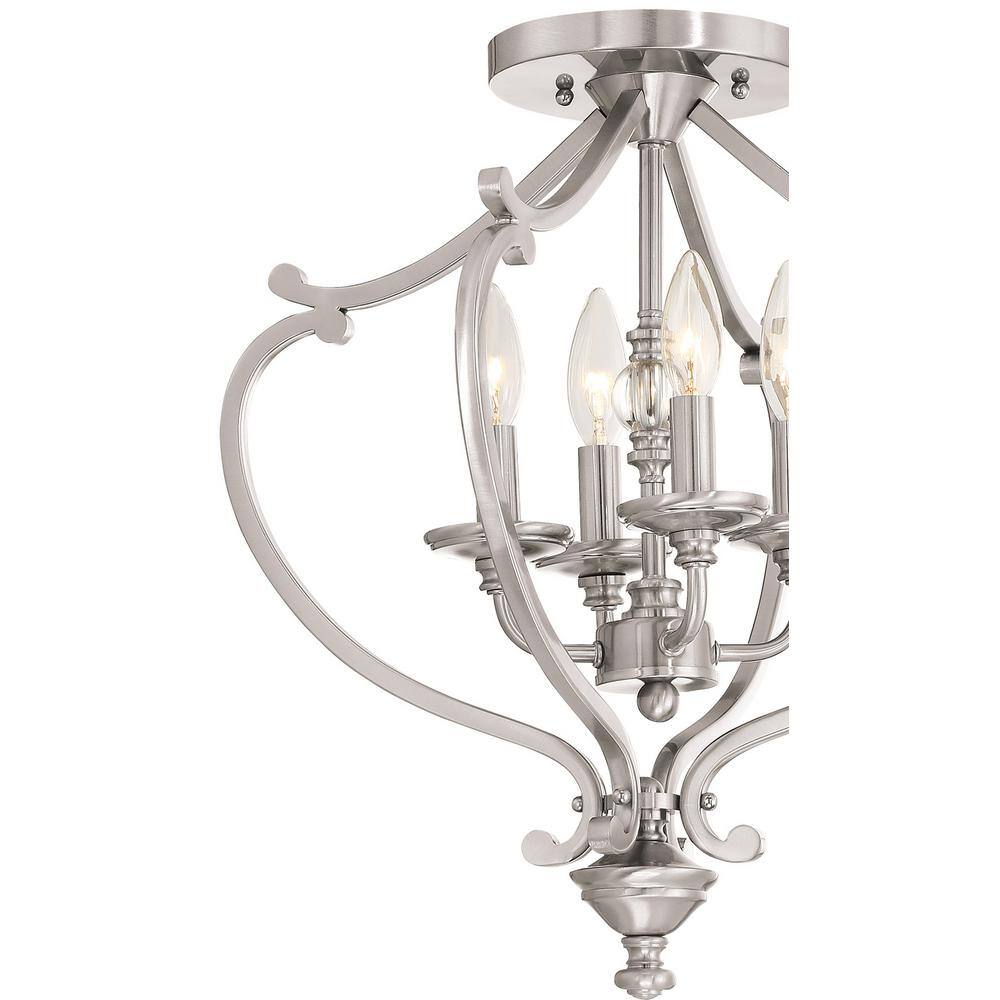 Savannah Row 4-Light Brushed Nickel Semi-Flush Mount with Clear Glass