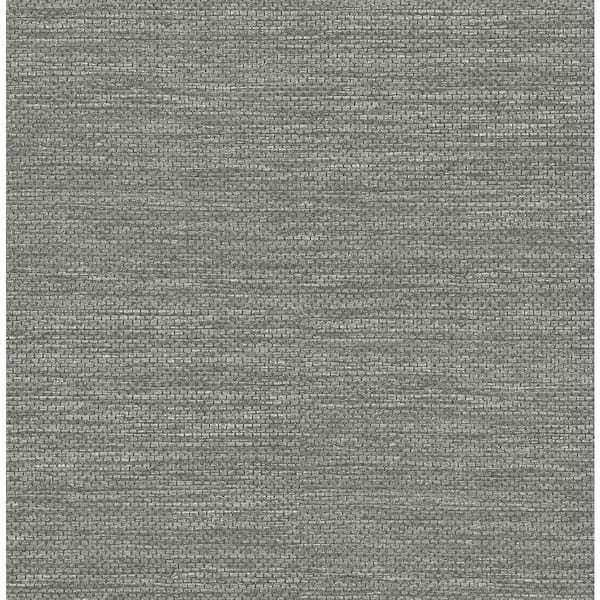 A-Street Prints Malin Grey Faux Grasscloth Paper Textured Non-Pasted Wallpaper Roll