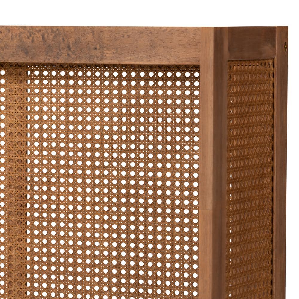 Rina Walnut and Rattan King Wrap-Around Headboard