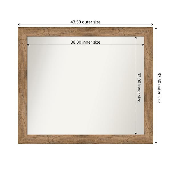 Amanti Art Owl Brown 43.5 in. W. x 37.5 in. Custom Non-Beveled Wood Framed Bathroom Vanity Wall Mirror