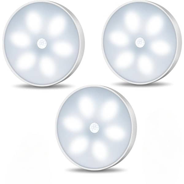 6 light Dimmable Color Changing Cool White Integrated LED Under Cabinet Puck Light Motion Sensor with Remote 3-Pack