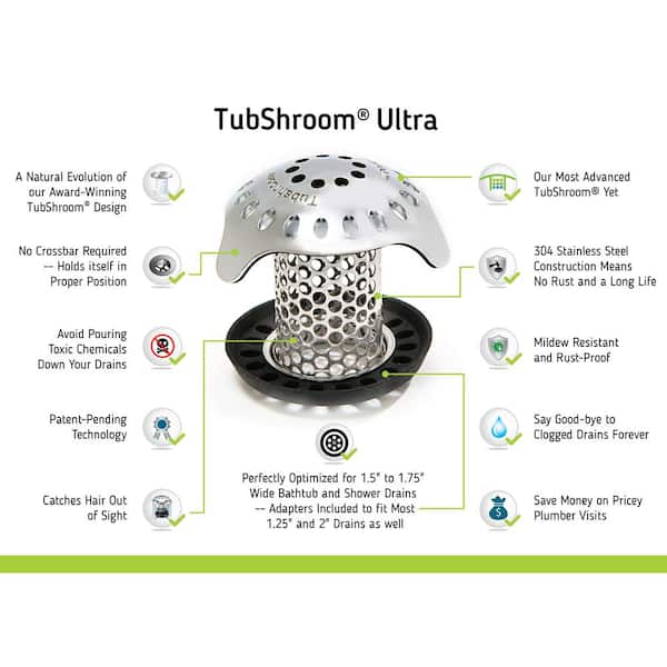  TubShroom The Revolutionary Tub Drain Protector Hair Catcher/ Strainer/Snare, White, 2.25 x 2.25 Inch : Tools & Home Improvement