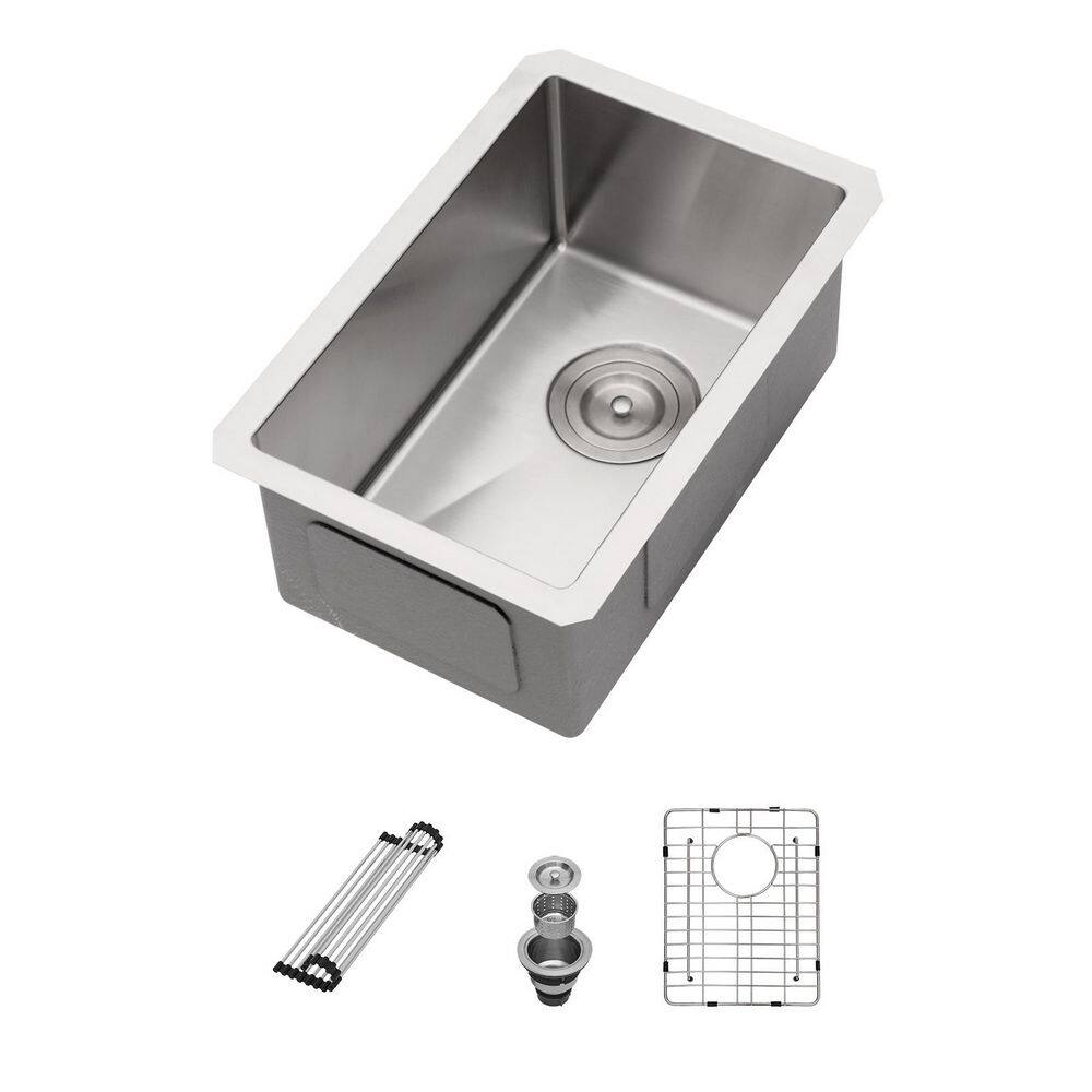 10 in. Undermount Single bowl 16 Gauge Stainless Steel Kitchen Bar Sink with Bottom Grid and Strianer price history on PriceWatchPro