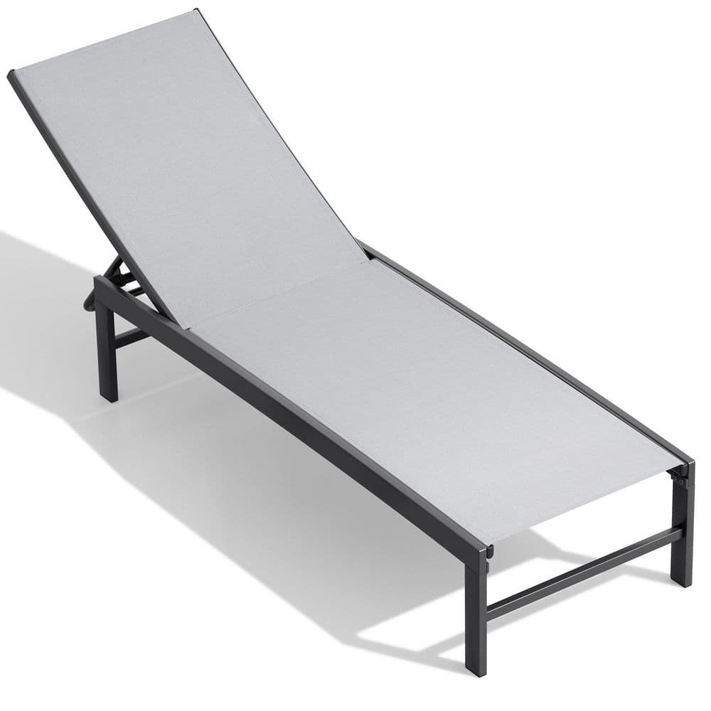 1-Piece Metal Stackable Outdoor Leisure Chaise Lounge in Light Gray price history on PriceWatchPro