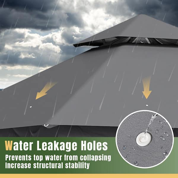 Sizzim Grey Outdoor Gazebo for Patio 10 ft. x 10 ft. Metal