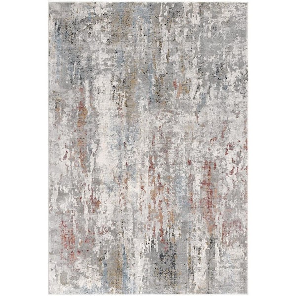 2 ft. x 3 ft. Gray and Blue Abstract Washable Non Skid Area Rug