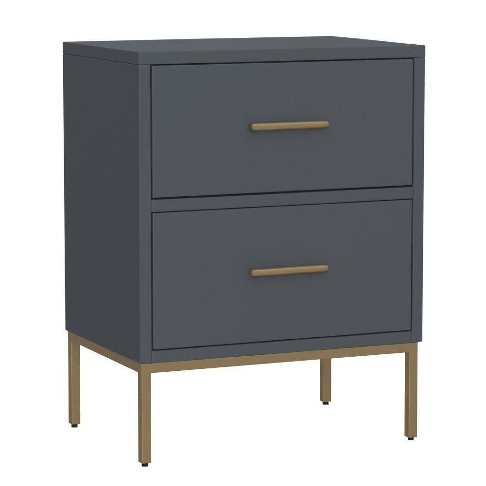 gray and brass nightstand