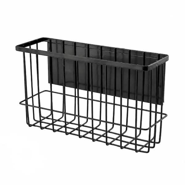 Magnetic Basket Organizer for Fridge, Metal Wire Basket with Hooks, 10 in. x 3 in. x 6 in., Spice Rack