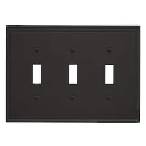 Black 3-Gang 3-Toggle Wall Plate (1-Pack)