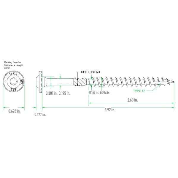 5/16 in. x 4 in. RSS Star Drive Washer Head Alternative Lag Screw