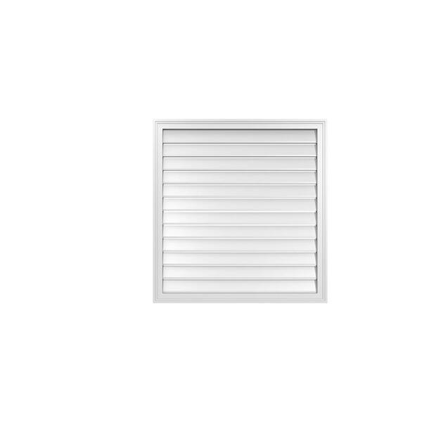 Ekena Millwork 36" x 38" Vertical Surface Mount PVC Gable Vent: Functional with Brickmould Frame
