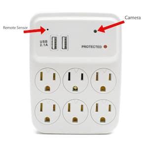 6-Outlet Adapter Hidden Camera with free16gb MicroSD card