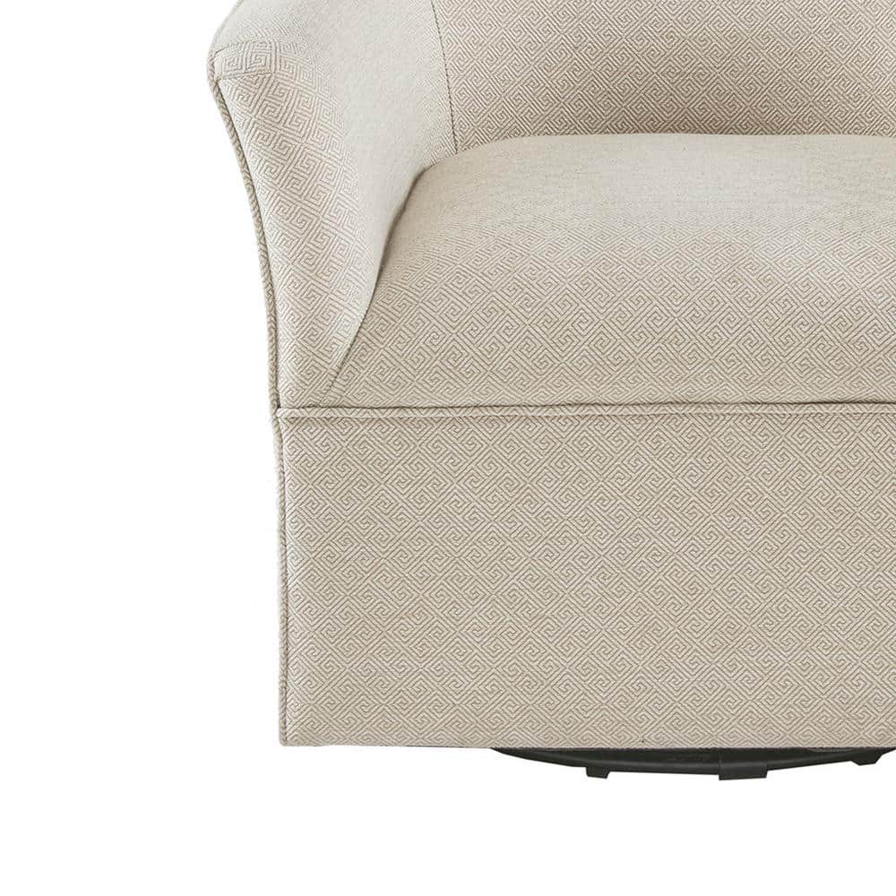 Cream Microfiber Swivel Glider Accent Chair with Wood Frame