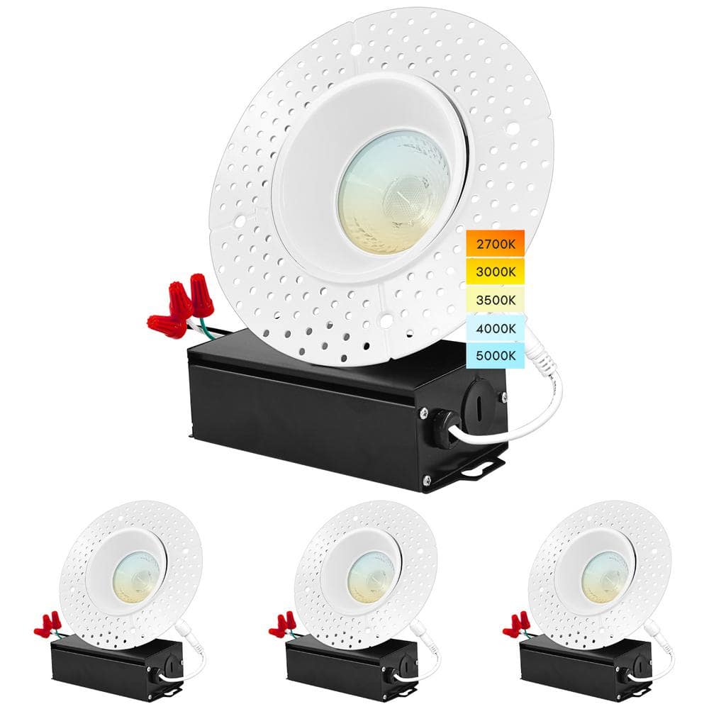 White Aluminum Trimless LED Recessed Lighting Kit
