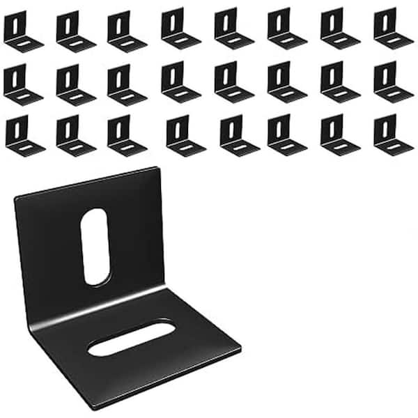 1x1 Heavy Duty Metal Adjustable Corner Brackets for Wood Shelves Desk Chairs Tabletop Repair 24-Pack