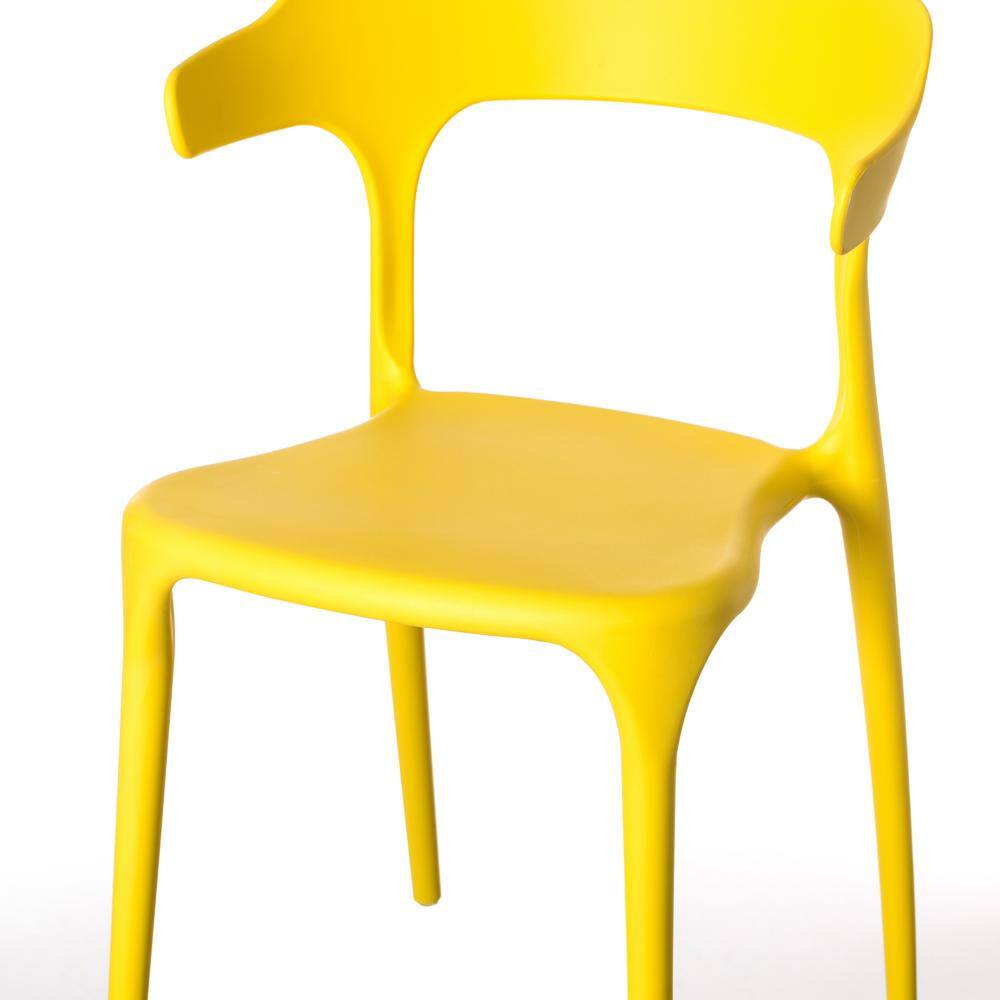 Mid-Century Modern Yellow Polypropylene Outdoor Dining Chair