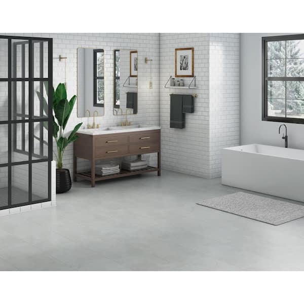 Stone Studio Luxe Concrete Jungle Silver 20-MIL x 16 in. W x 32 in. L Waterproof Click Lock Vinyl Tile (20.84 sf./ctn.)