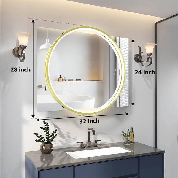 Royo Aura Gold 24 Modern Round LED Mirror