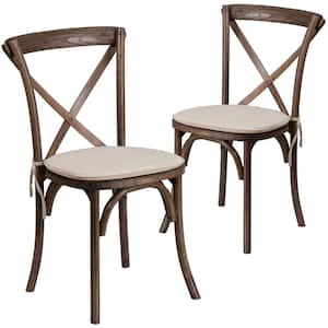 Early American Wood Cross Back Chair (Set of 2)