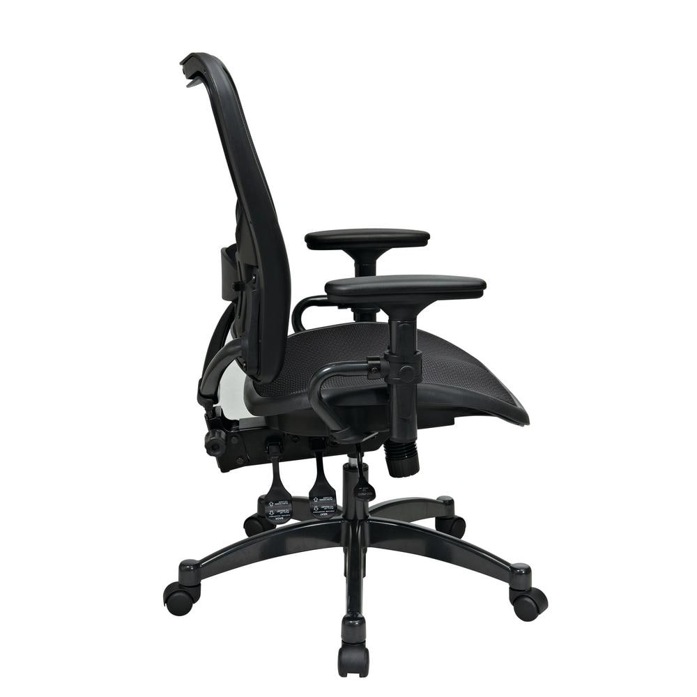 Adjustable Black Mesh and Leather Swivel Office Chair