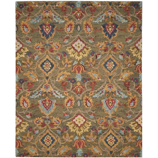 Blossom Green/Multi 12 ft. x 15 ft. Geometric Floral Area Rug