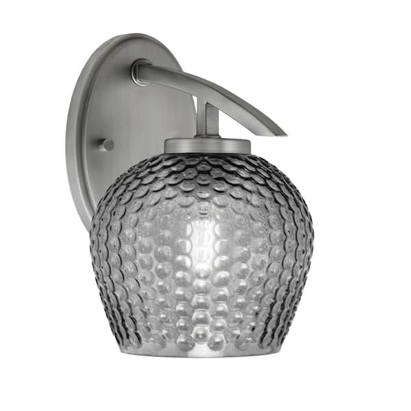 Unbranded Siena 1-Light Graphite Downlight Wall Sconce with Smoke Textured Glass Shade
