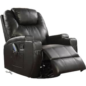 Acme Furniture Waterlily Black Bonded Leather Match Swivel Rocker ...