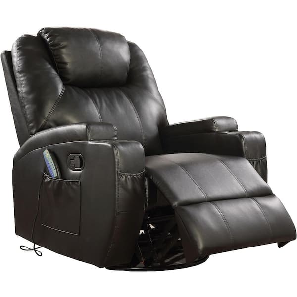 Venetian Worldwide Waterlily Black Leatherette Rocker Recliner with Swivel (Motion)