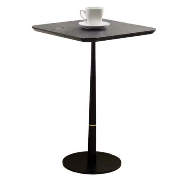 maocao hoom 15.74 in. D x 23. 77 in. H MDF Square Side Table with Metal Feet, Black
