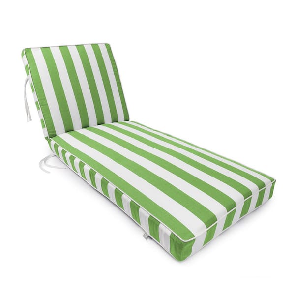 Cabana Stripe Reversible Outdoor Chaise Lounge With Contrast Cord Green/White 24W"X72"LX4"