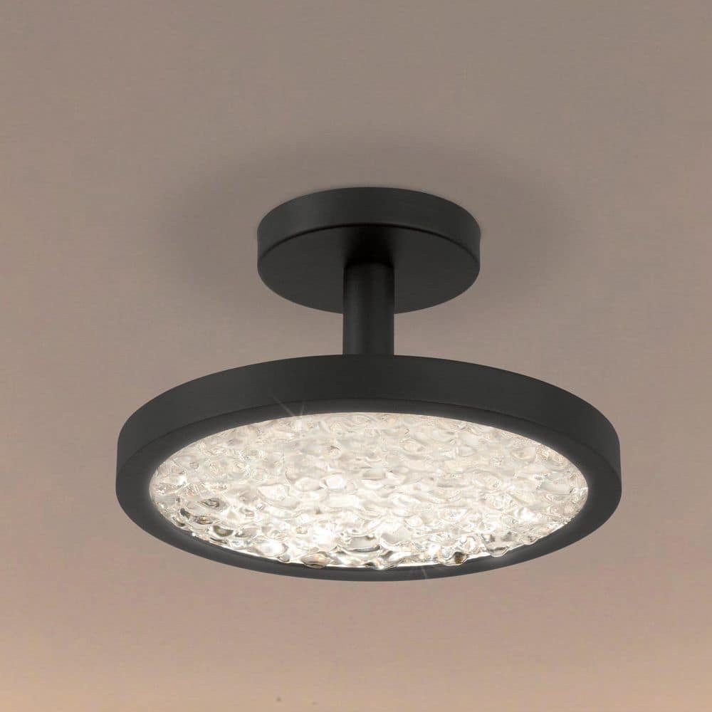 Courtney 12-inch Round Matte Textured Black 5CCT LED Convertible Flush Mount with Clear Water Glass price history on PriceWatchPro