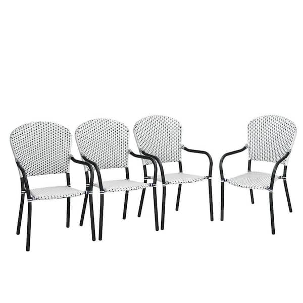ANGELES HOME Rattan Stackable Steel Outdoor Dining Chair (Set of 4