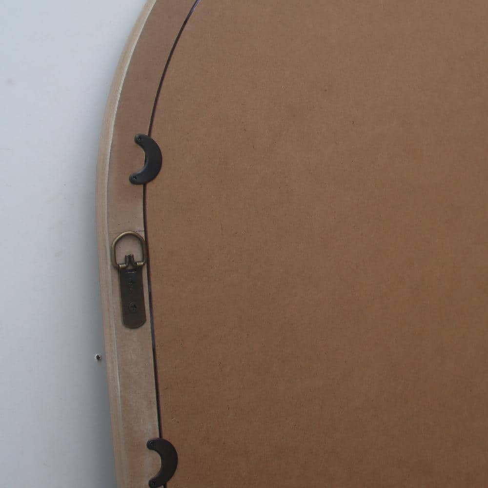 Brown Oval Rattan and Wood Decorative Wall Mirror with Resin Bead Accent