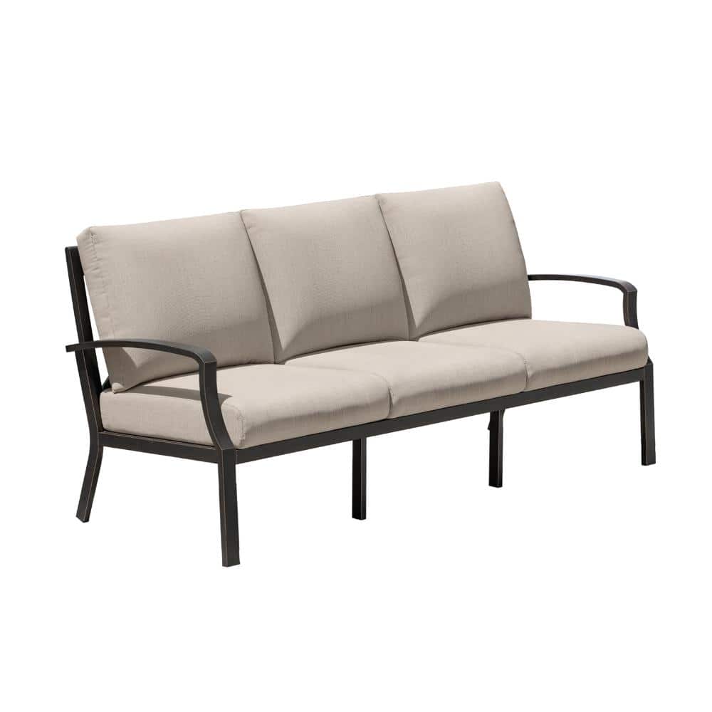 Dark Antique Bronze 1-Piece Aluminum Outdoor Couch Sofa with Light Taupe Cushions price history on PriceWatchPro