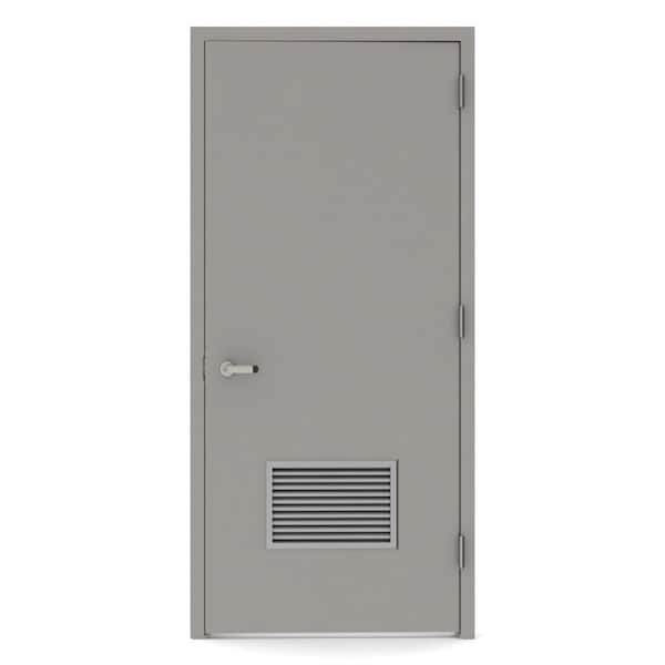 L.I.F Industries 36 in. x 80 in. Non-Firerated Left-Hand Louver Steel Prehung Commercial Door with Welded Frame