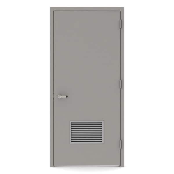 L.I.F Industries 36 in. x 80 in. Firerated Left-Hand Louver Steel Prehung Commercial Door with Welded Frame