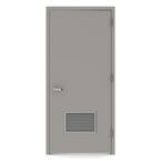 36 in. x 84 in. Firerated Left-Hand Louver Steel Prehung Commercial Door with Welded Frame