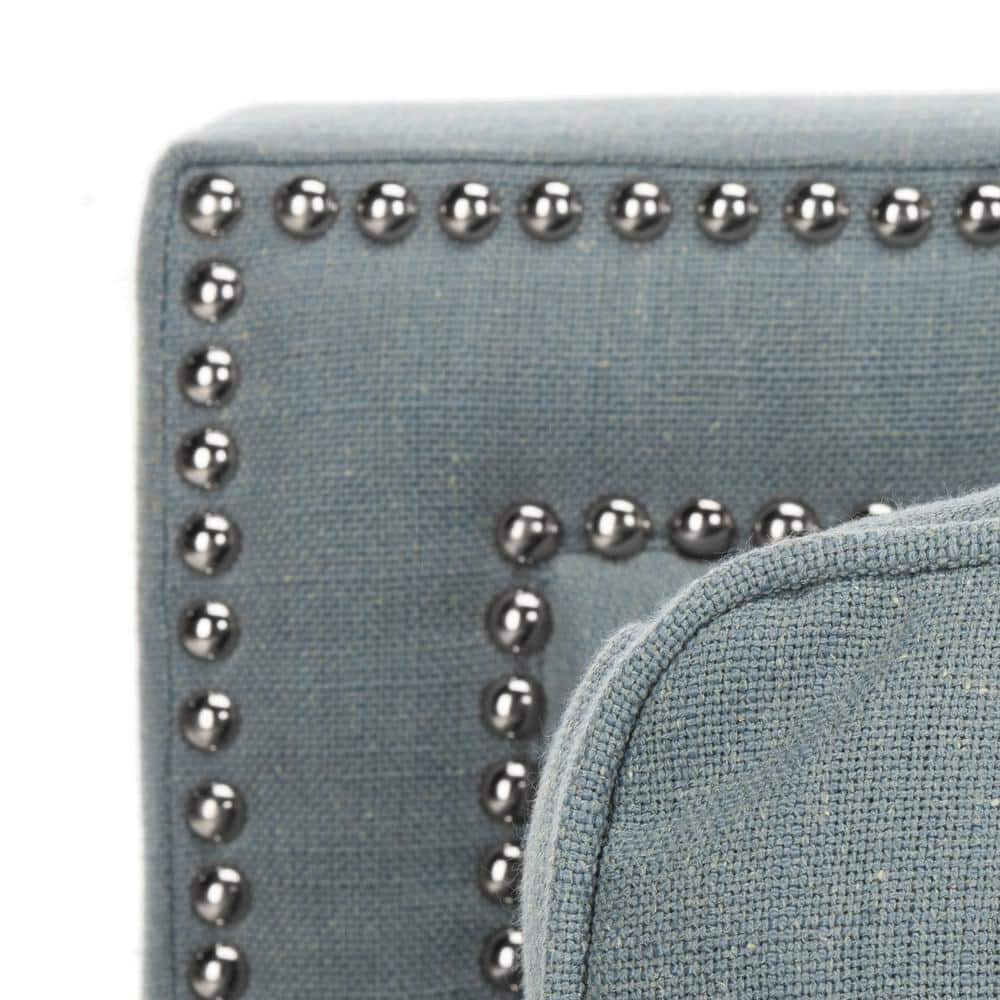 Sky Blue Linen Arm Chair with Nailhead Trim