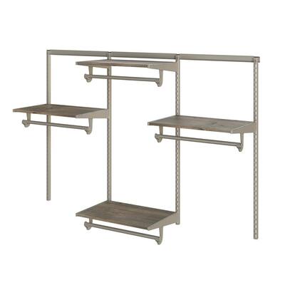 Closet Culture 16 in. D x 72 in. W x 48 in. H Champagne Nickel Steel Closet Kit with Driftwood Shelves