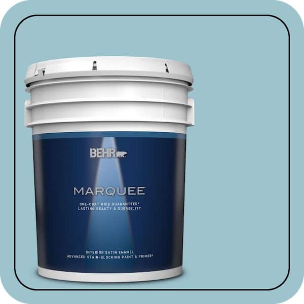 BEHR MARQUEE 5 gal. #ICC-99 Alluring Blue Satin Enamel Interior Paint & Primer
