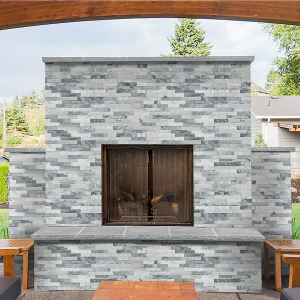 Alaska Gray Ledger Panel 6 in. x 24 in. Splitface Marble Wall Tile (6 sq. ft. /case)