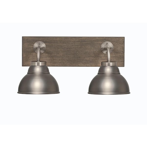 Unbranded Kirby 17.75 in. 2-Light Graphite and Painted Distressed Wood-look Metal Vanity Light