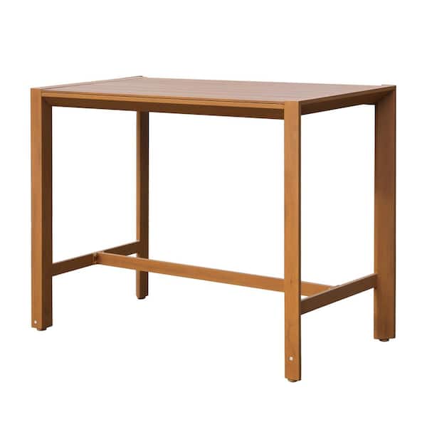 domi outdoor living Domi 3 ft. Counter Height Aluminum Outdoor Patio Bar Table with Wood-Like Top