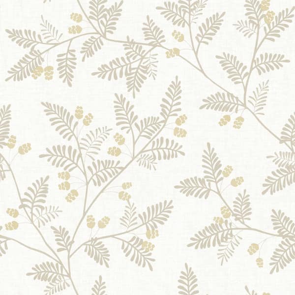 A-Street Prints Ardell Botanical Beige Metallic Paper Wallpaper Sample