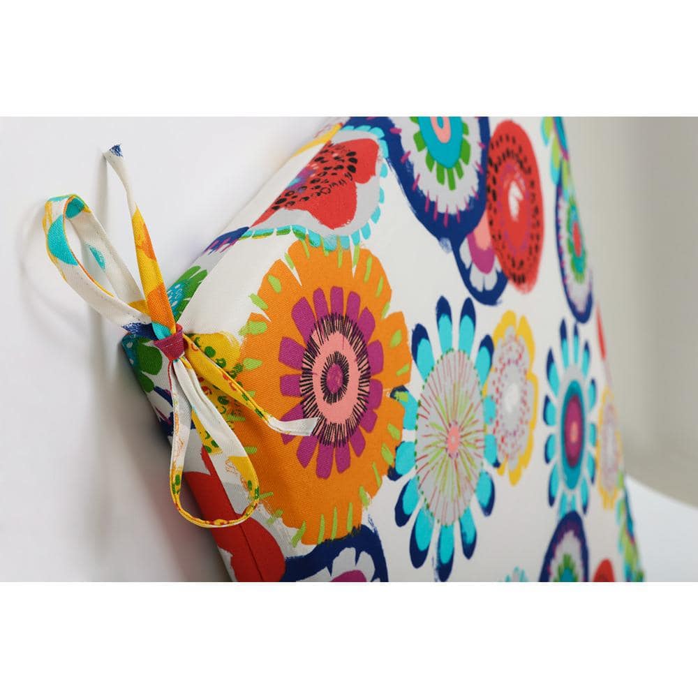 Floral Multicolor Polyester Outdoor Chaise Lounge Cushion