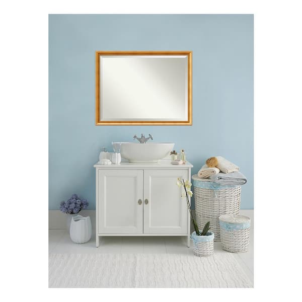 Townhouse 43 in. W x 33 in. H Framed Rectangular Beveled Edge Bathroom Vanity Mirror in Gold
