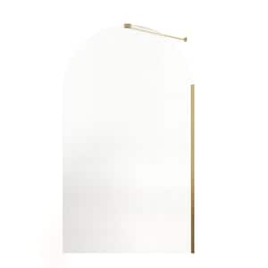 33 in. W x 58 in. H Fixed Tub Door in Brushed Gold with Fluted Tempered Glass