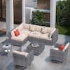 XIZZI Artemis Gray 8-Piece Wicker Patio Conversation Seating Sofa Set ...