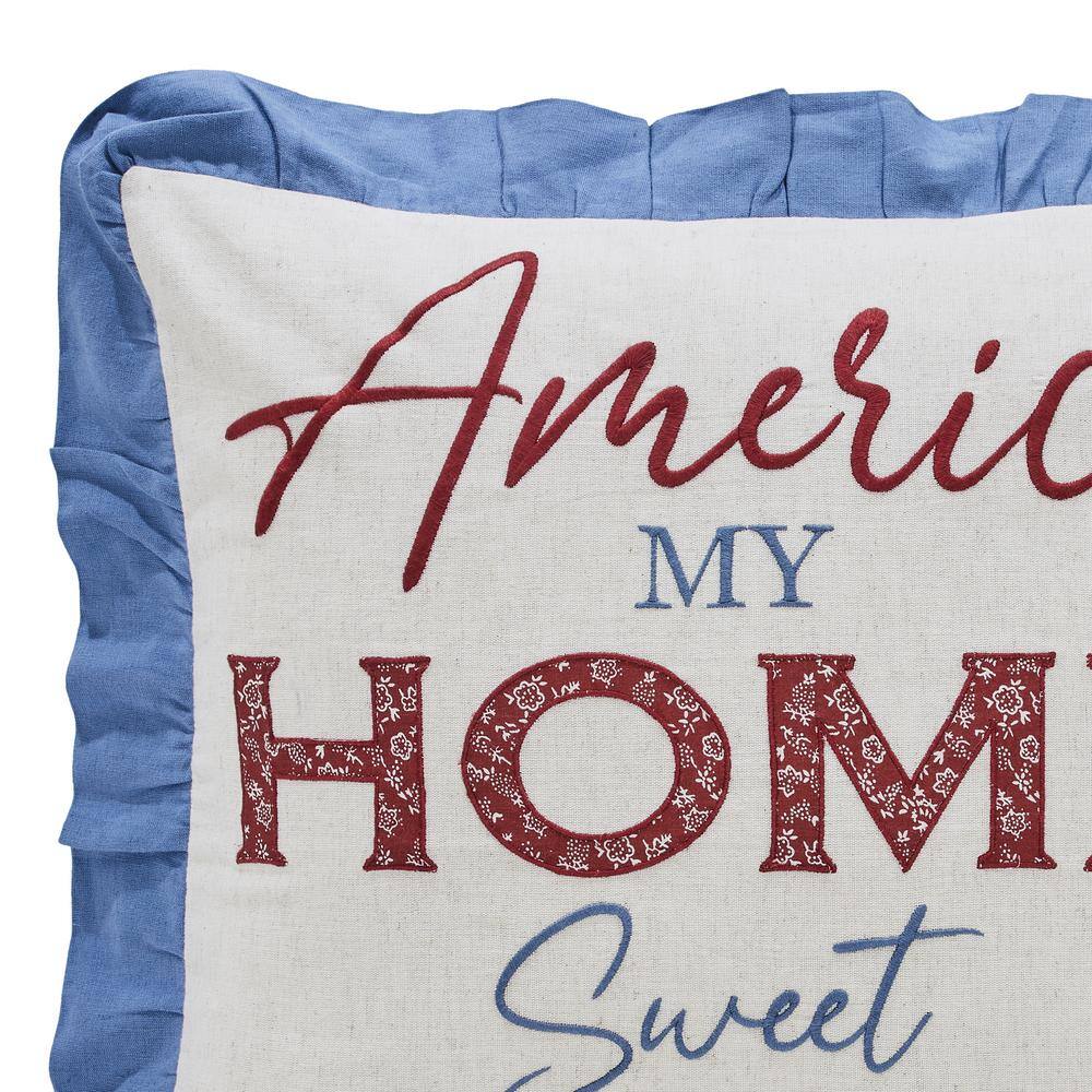 Americana Embroidered Cotton Blend Square Throw Pillow