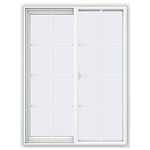 35.5 in. x 47.5 in. V-2500 Series White Vinyl Left-Handed Sliding Window with Colonial Grids/Grilles